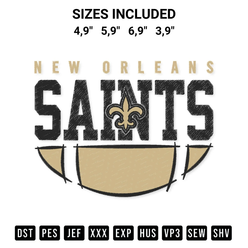 New Orleans Saints Football Nfl New Orleans Saints American Football Logo Embroidery Design