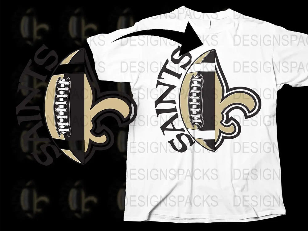 New Orleans Saints Football Helmet Graphic T-Shirt, Black and White Sports Fan Apparel