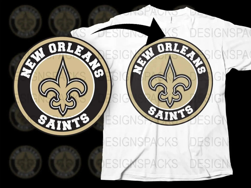 New Orleans Saints Inspired T-Shirt, Black and Gold Logo, Sports Fan Apparel, Casual Wear