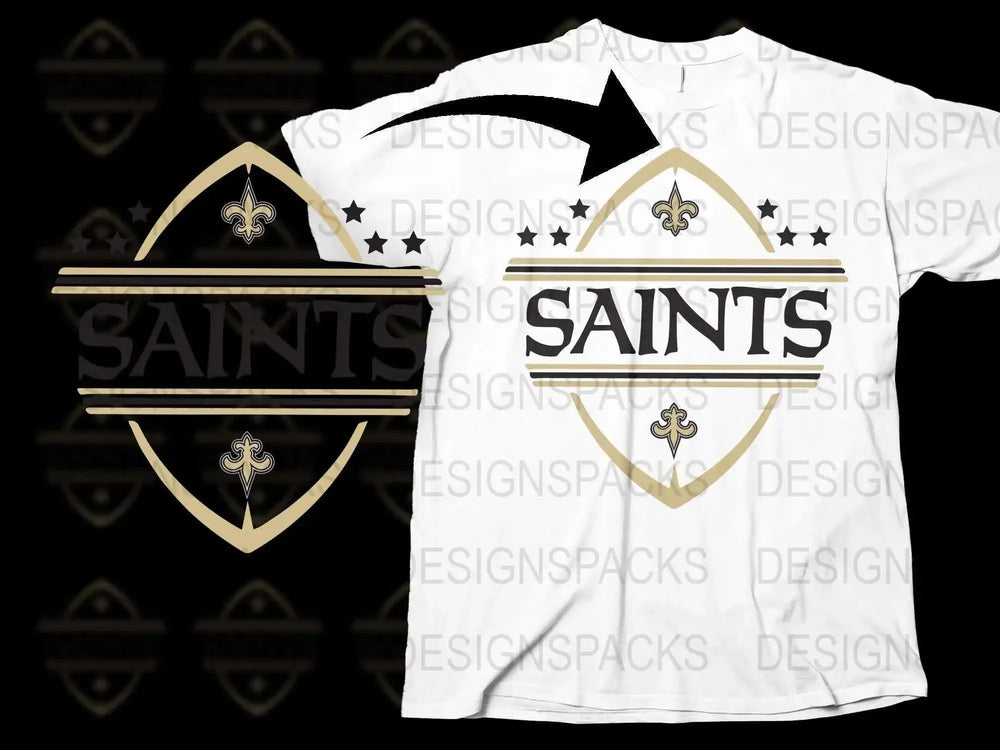 New Orleans Saints Inspired T-Shirt, Fleur-de-lis Logo, Sports Fan Apparel, Black and Gold Colors, Football Season Gear