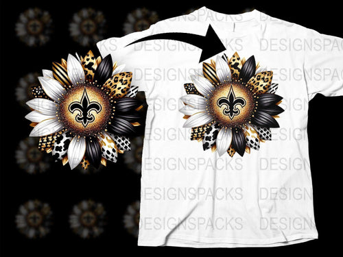 Stylish Graphic T-Shirt with Sunflower and Fleur-de-Lis Design, Trendy Summer Floral Tee for Men and Women