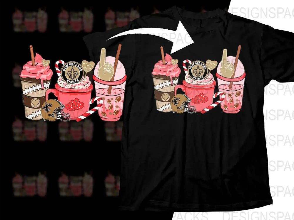 New Orleans Saints Valentine Drinks Png Digital Download