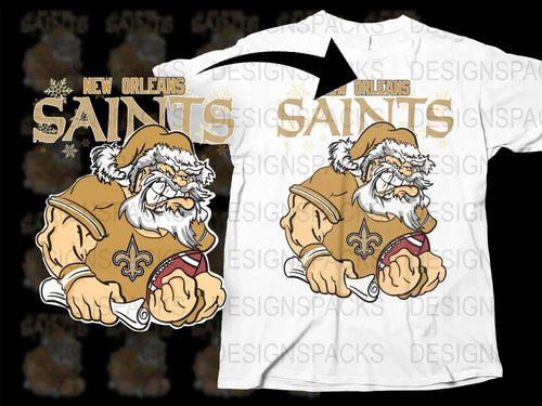 NEW ORLEANS Team Christmas Football Santa Png Digital Download