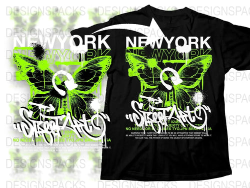 New York Butterfly Design Street Art Png Digital Download