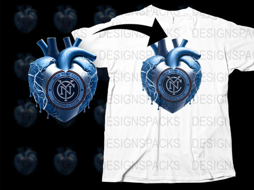 New York City Football Club Heartbeat Graphic Png Digital Download