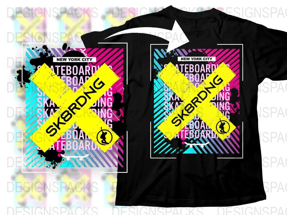 New York City SK8RDNG Typography Graphic Png Digital Download