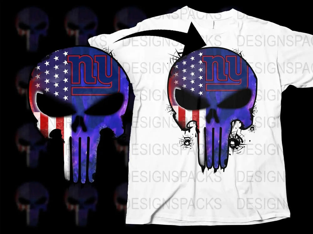 New York Football Team Punisher Skull Graphic Png Digital Download