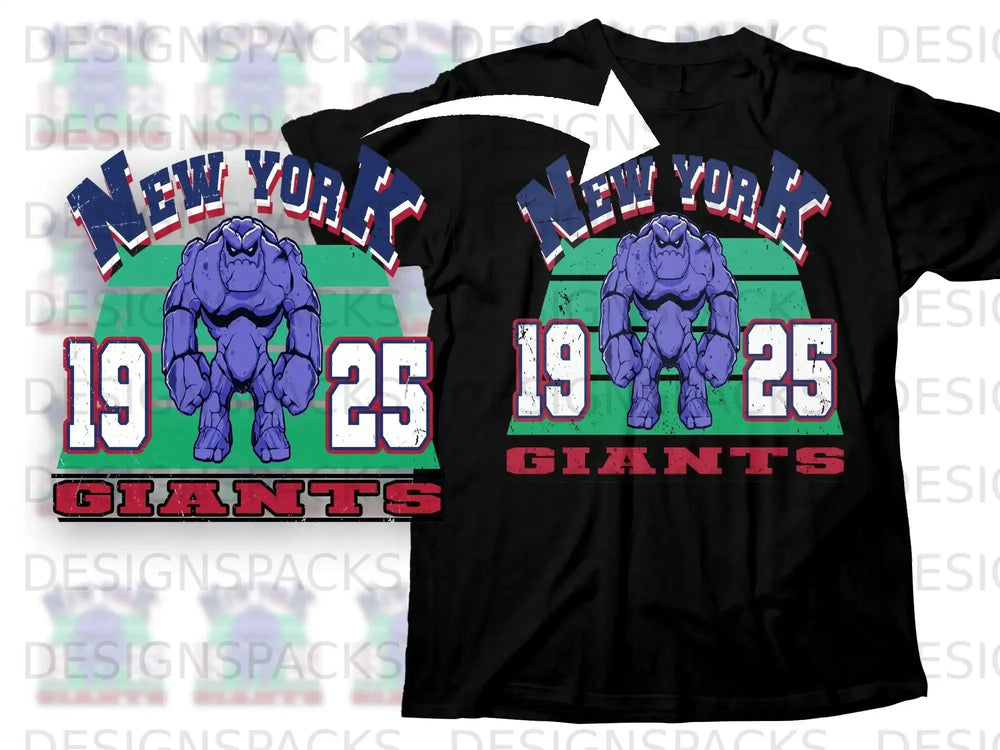 New York Giants 1925 Graphic Tee Shirt Retro Style