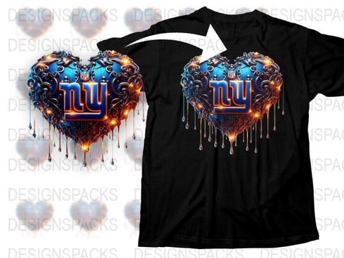Gothic Heart T-Shirt, Blue Flame Dripping Heart Graphic Tee, Urban Streetwear, Unisex Fashion Top