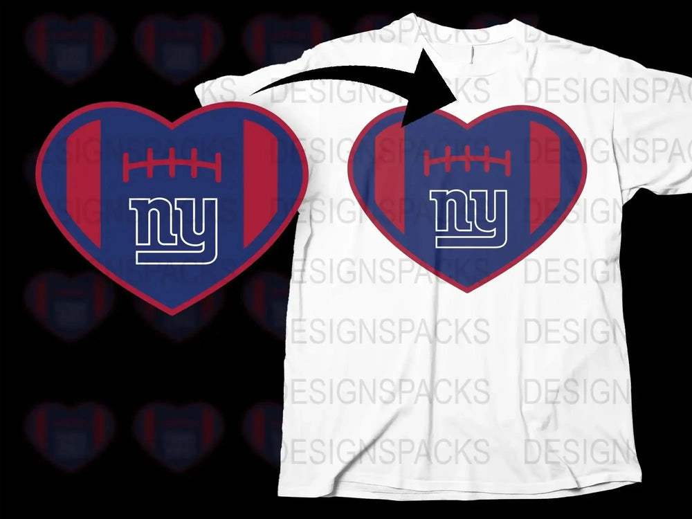 NY Heart Design Football T-Shirt, Sports Fan Graphic Tee, Casual Team Apparel, Gift for Sports Lovers