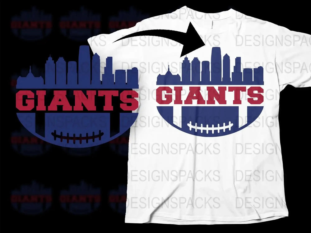 New York Giants Inspired T-Shirt, Football Skyline Graphic Tee, Fan Apparel, Sports Team Casual Wear