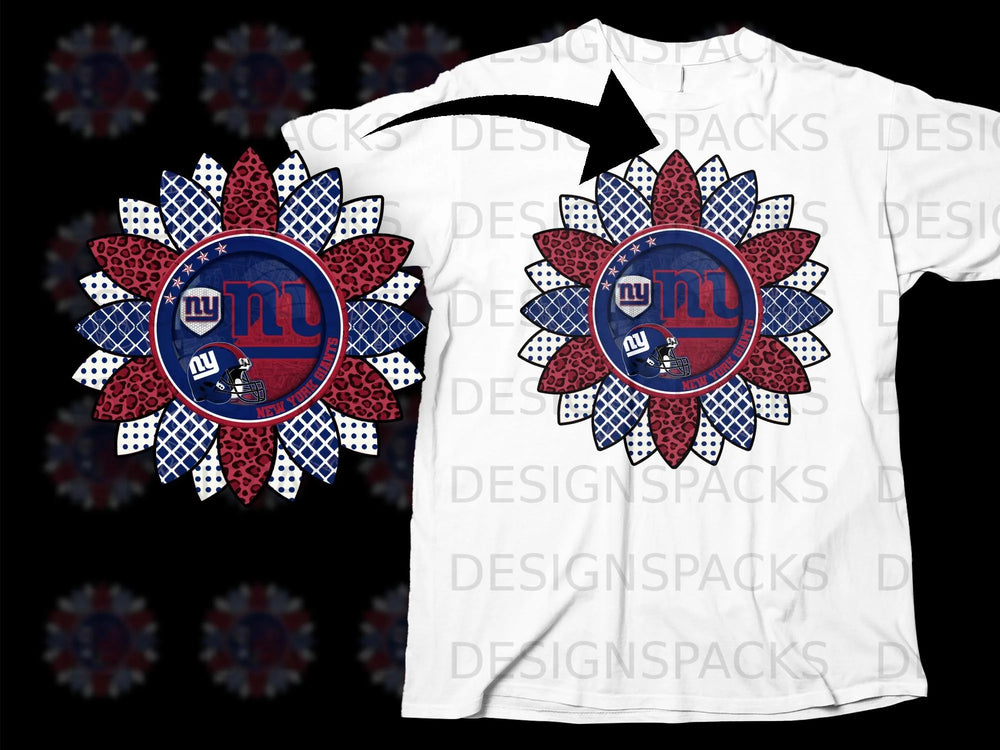New York Giants sunflower logo with team-colored petals.
