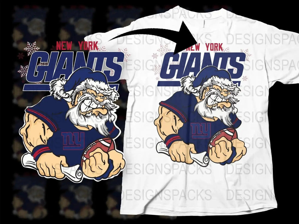 NEW YORK GIANTS Team Christmas Football Santa Png Digital Download