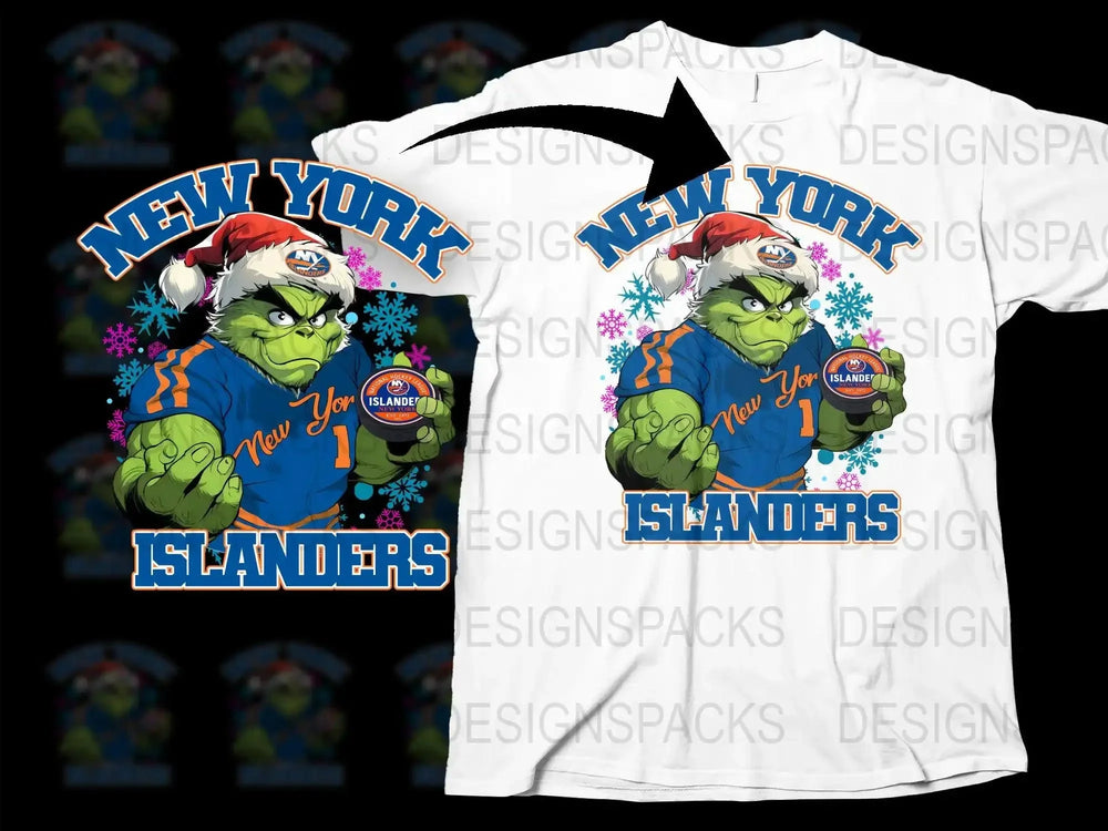 New York Islanders Grinch Snowflakes Png Digital Download