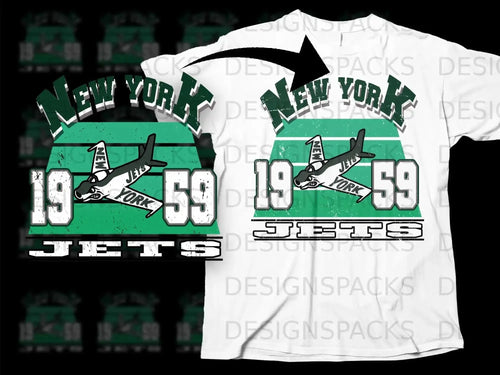 New York Jets 1959 Vintage Style Print T-Shirt