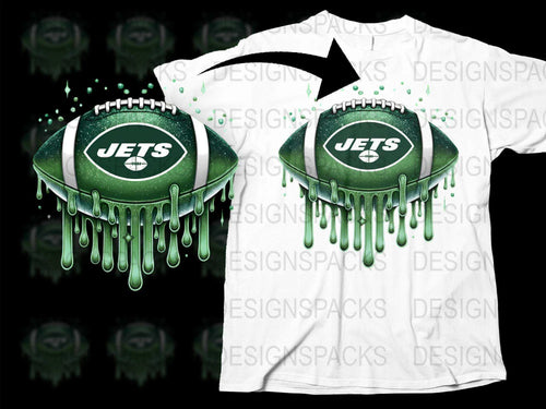 Unique Jets Dripping Paint T-Shirt, Green and White Graphic Tee, Sports Fan Apparel, Trendy Team Support Shirt