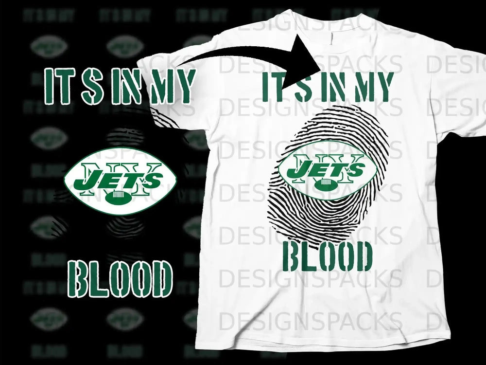 It's In My Blood Jets Fingerprint Football T-Shirt