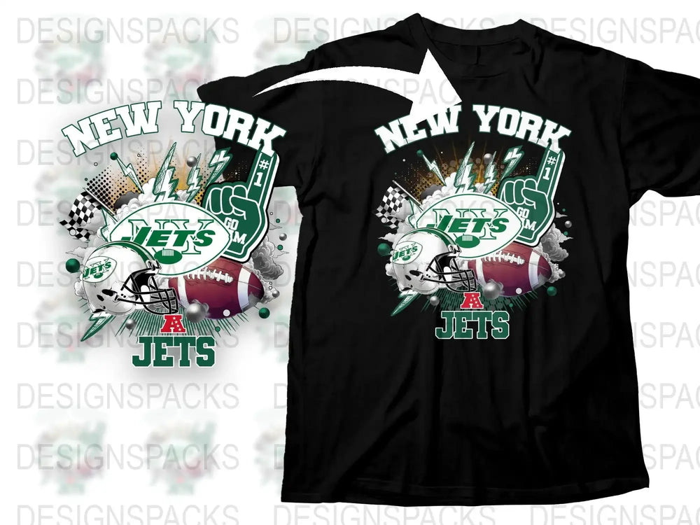 New York Jets T-Shirt, Football Helmet Graphic Tee, Sports Fan Apparel, Unisex Black Shirt