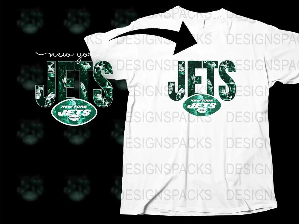 New York Jets T-Shirt, Classic Logo Design, Football Fan Apparel, White Graphic Tee