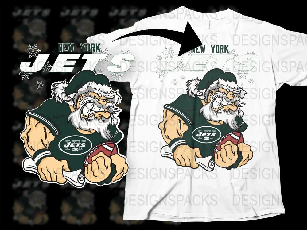 NEW YORK JETS Team Christmas Football Santa Png Digital Download