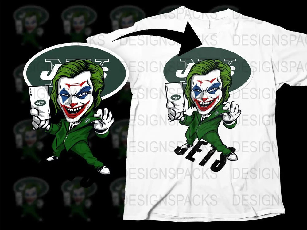 New York Jets Themed Joker Mascot Graphic Png Digital Download