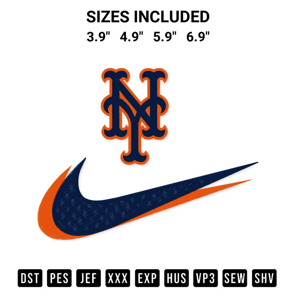 New York Met Swoosh Embroidery Design
