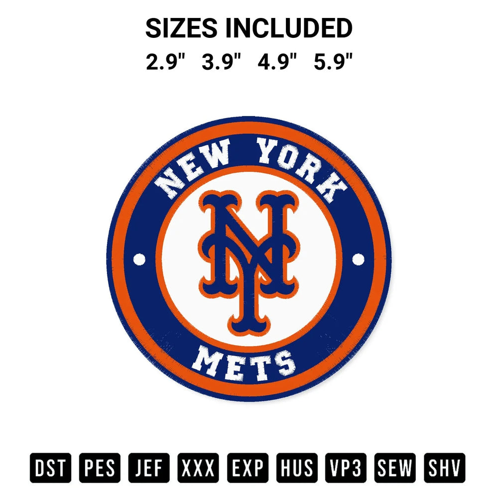 New York Mets Circle Logo Embroidery Design
