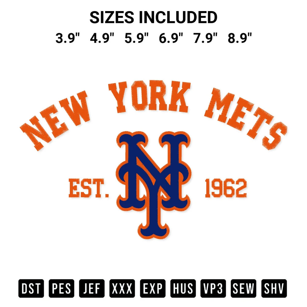 New York Mets Est 1962 Embroidery Design