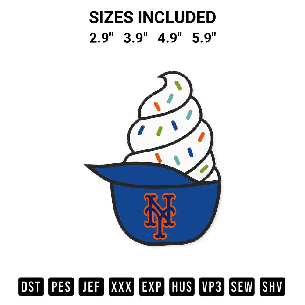 New York Mets Ice Cream Hat Embroidery Design
