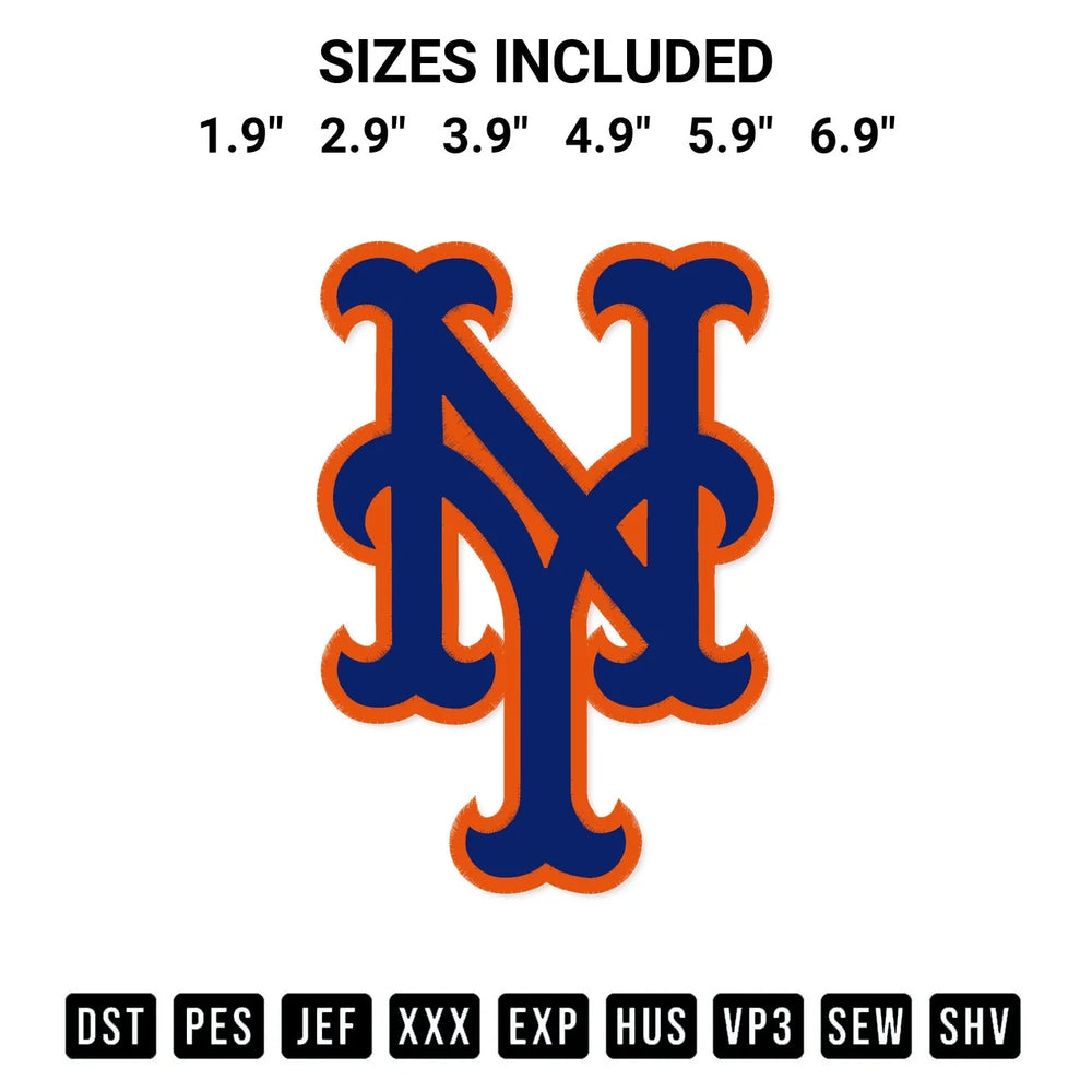 New York Mets Mlb Embroidery Design