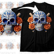New York Mets Sugar Skull T-Shirt, Floral Baseball Fan Apparel, Sports Team Graphic Tee, Unisex Clothing Gift