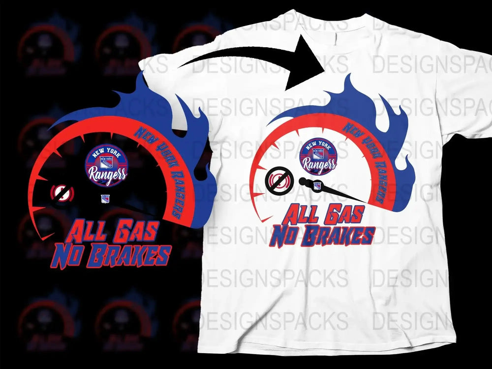 New York Rangers All Gas No Brakes Graphic Png Digital Download
