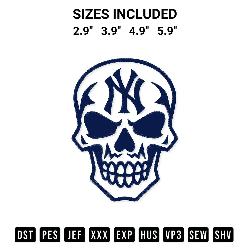 New York Yankees Skull Embroidery Design
