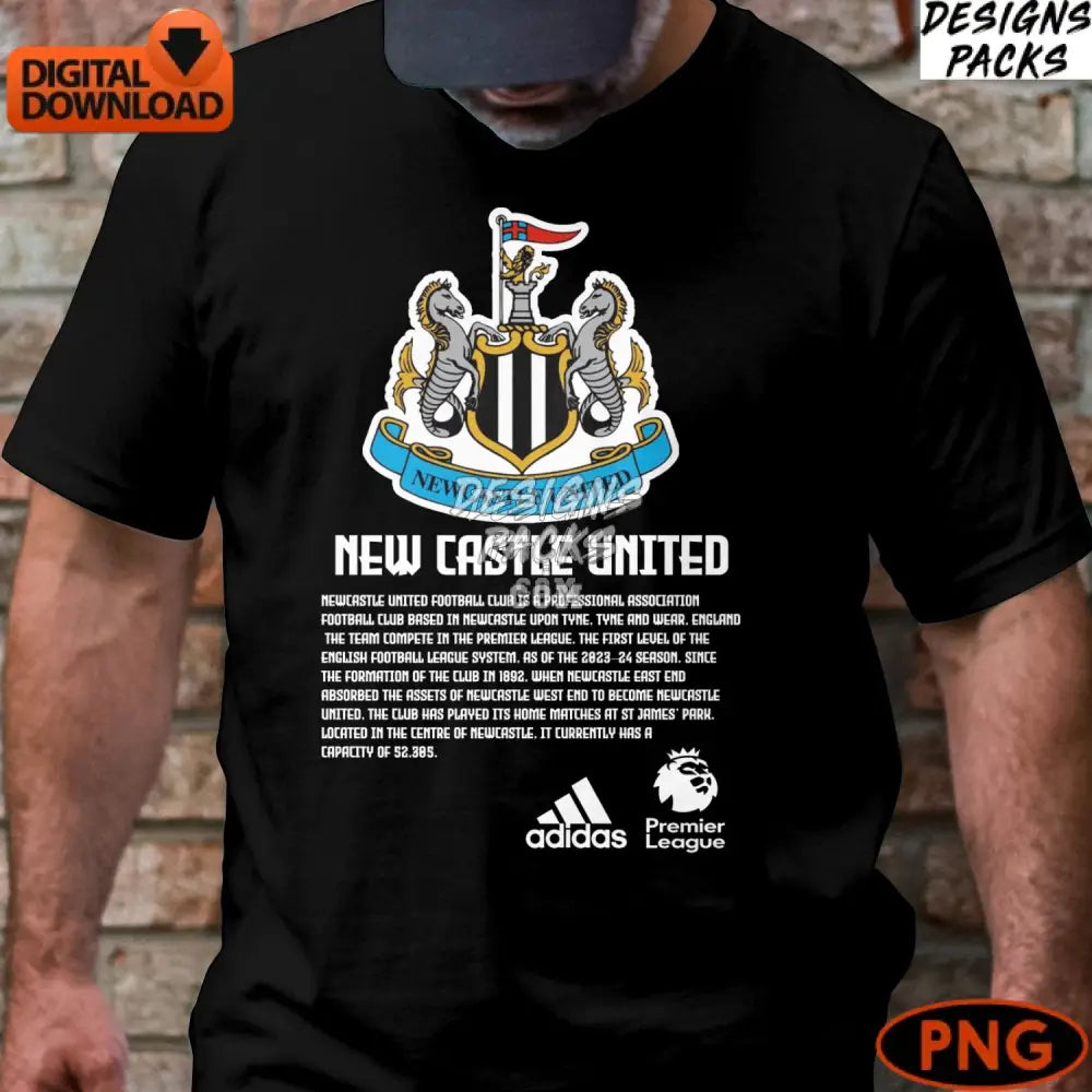 Newcastle United Digital Download Png Soccer Team Logo Print Football Badge Art Instant Sports Crest