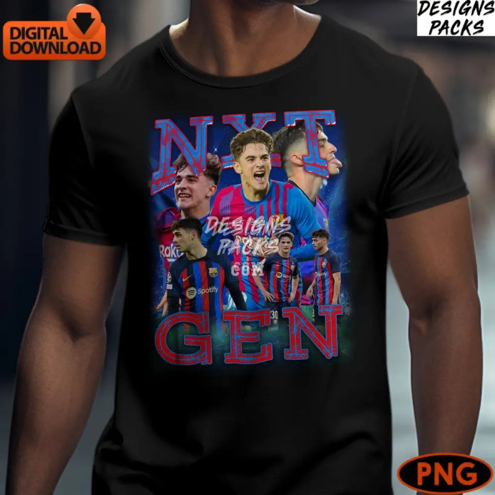 Next Gen Soccer Stars Digital Fc Barcelona Themed Sports Art Instant Download Png