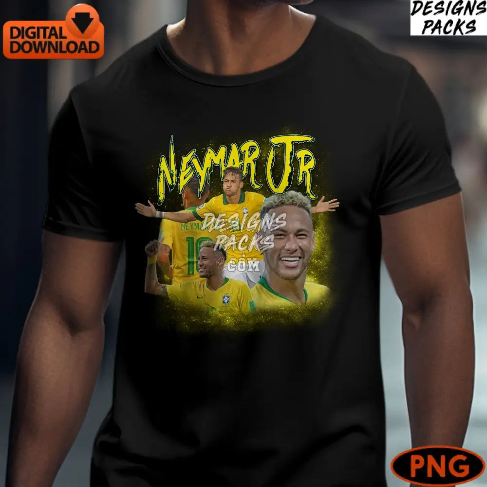 Neymar Jr Brazil Soccer Star Digital Art Instant Download Sports Football Png File