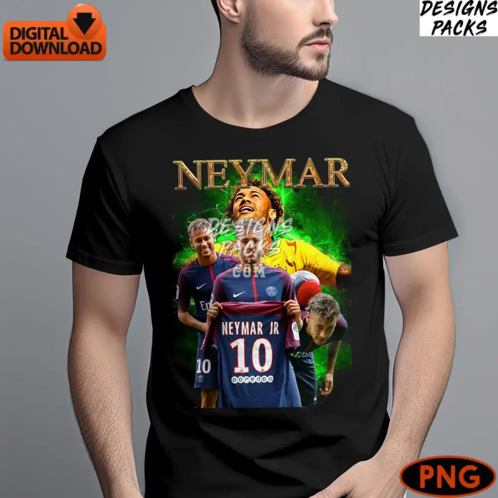 Neymar Jr Digital Art Print Paris Saint-Germain Football Star Instant Download Png File