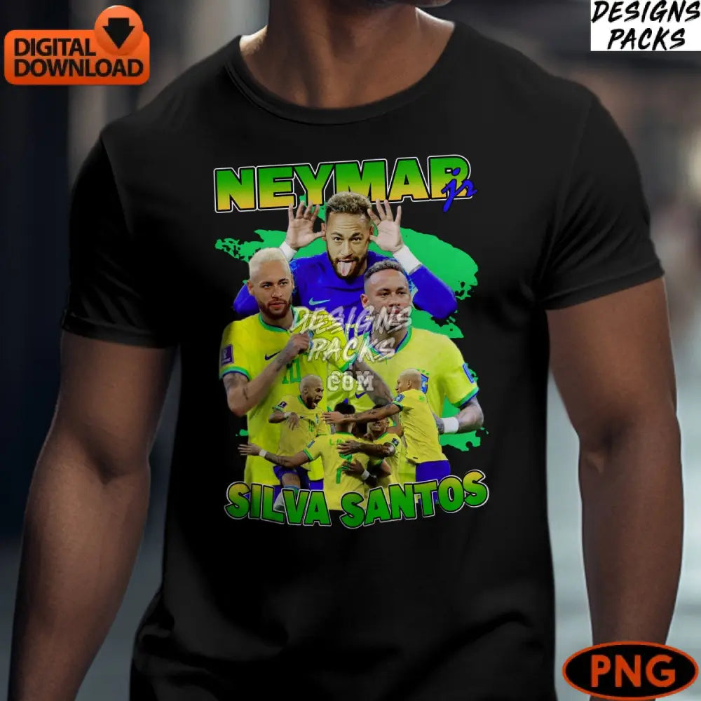 Neymar Jr Football Brazil Soccer Star Digital Art Instant Download Png Sports