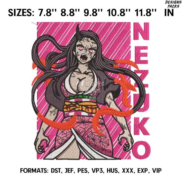 Nezuko Embroidery Design File, Kimetsu no yaiba Anime Embroidery Design, Demon Slayer Embroidery, Anime Pes Design File