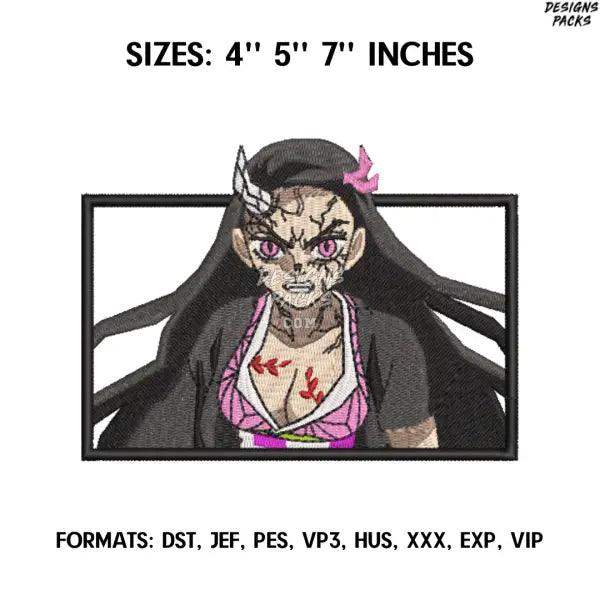 Nezuko Embroidery Design File, Kimetsu no yaiba Anime Embroidery Design, Demon Slayer Embroidery, Anime Pes Design File