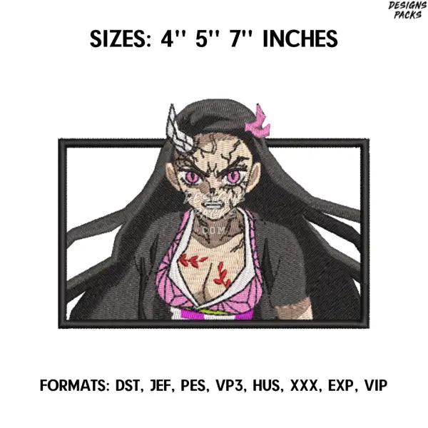 Nezuko Embroidery Design File, Kimetsu no yaiba Anime Embroidery Design, Demon Slayer Embroidery, Anime Pes Design File