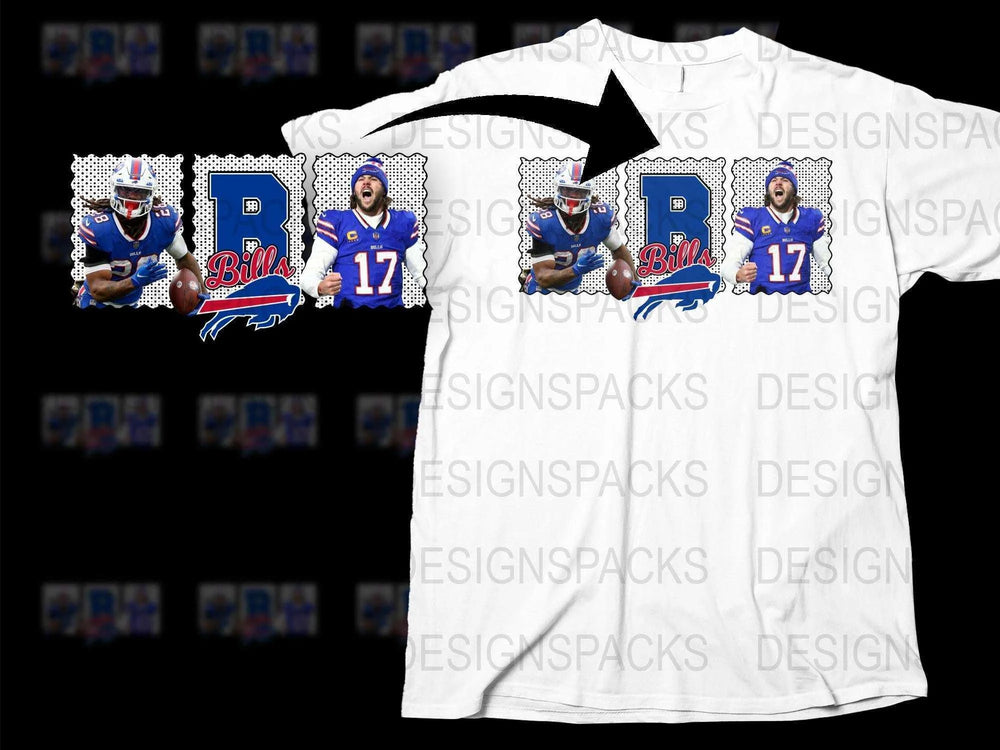 Buffalo Football Fan T-Shirt, Blue and White Graphic Tee, Sports Apparel, Casual Streetwear for Men and Women