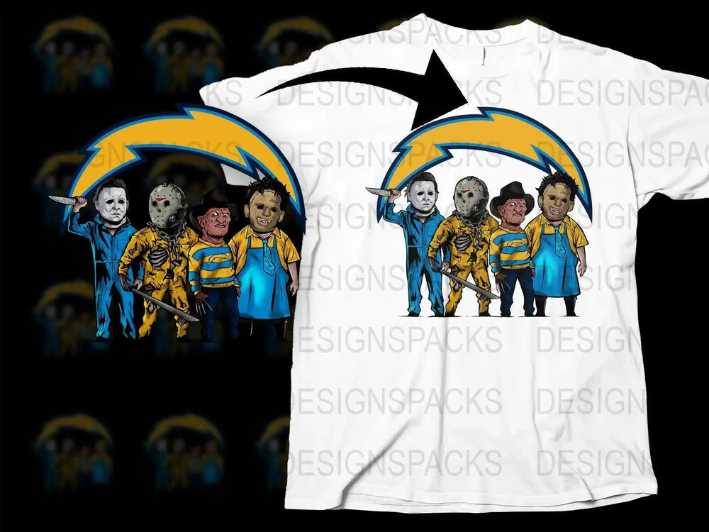 NFL Los Angeles Chargers Halloween Slashers Png Digital Download