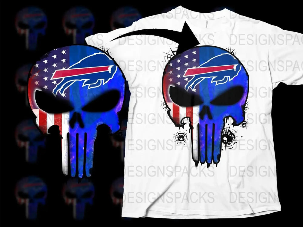 NFL Team Football Punisher Skull Logo Png Digital Download