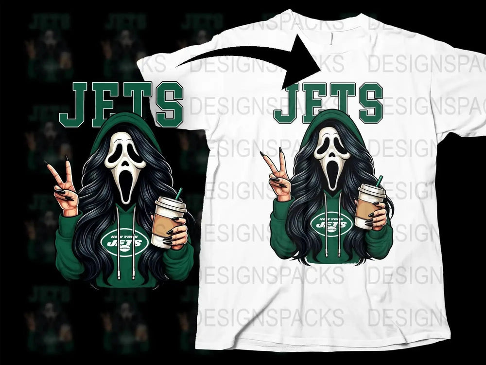 NFL Team GhostFace Scream Girl Jets Fan Png Digital Download