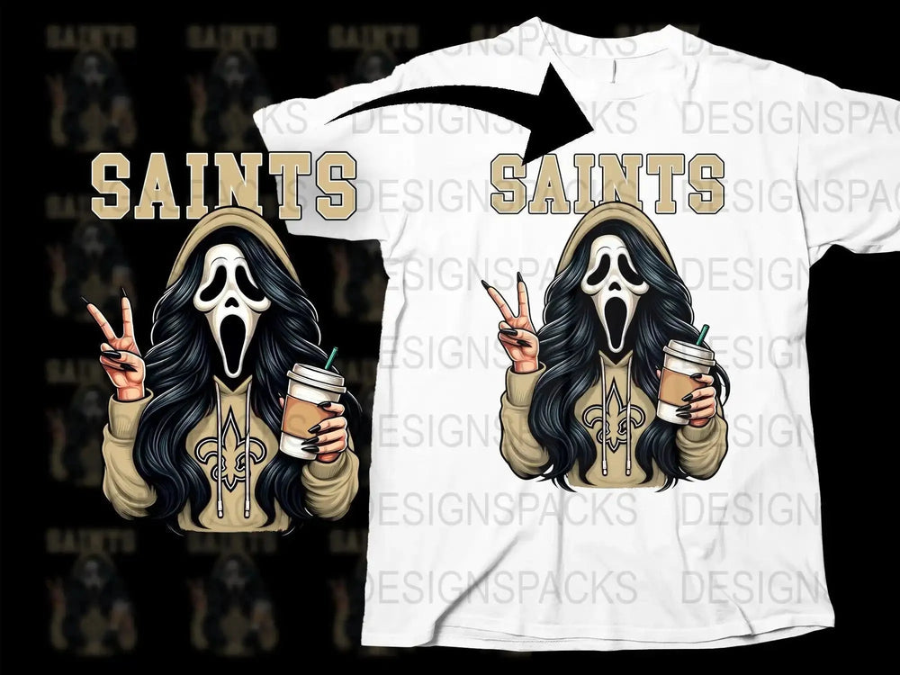 NFL Team GhostFace Scream Girl Saints Png Digital Download