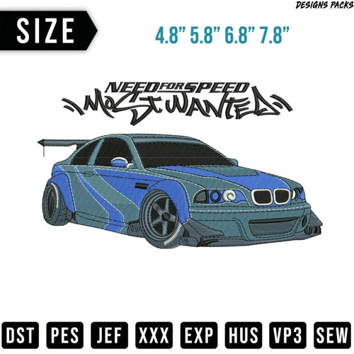 NFS Most Wanted Tuner Car Embroidery Design