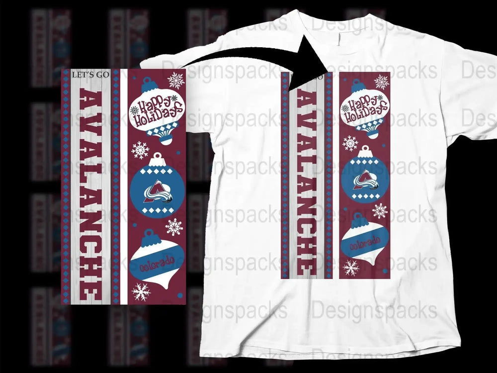 Colorado Avalanche Themed T-Shirt, Happy Holidays Design, Winter Sports Apparel, Unique Gift Idea