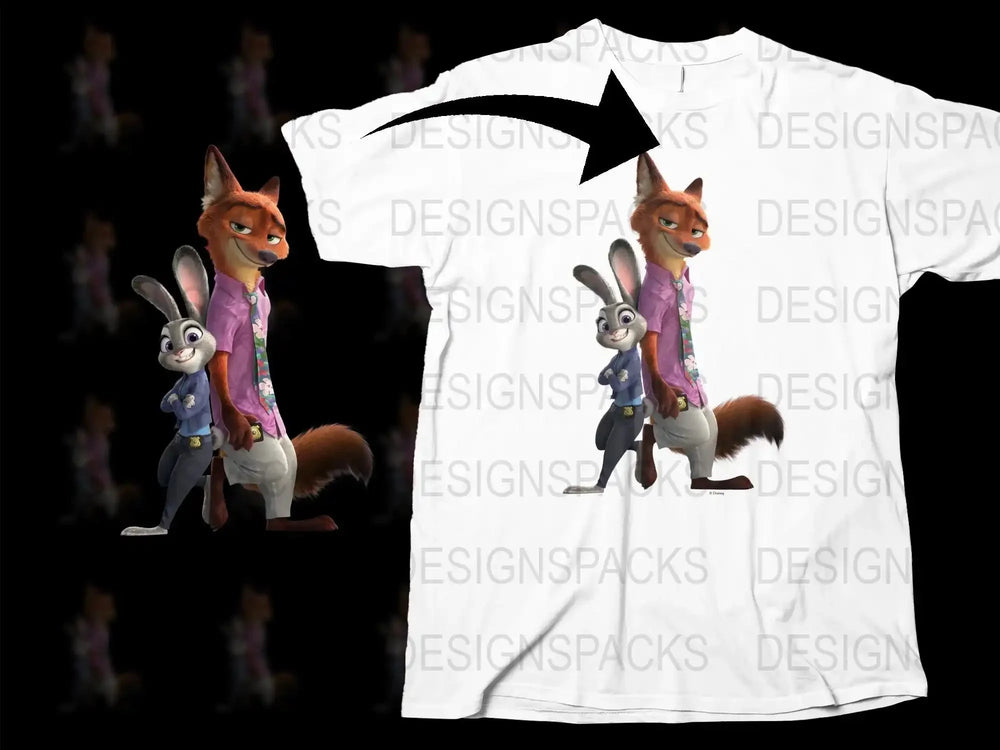 Kids Zootopia T-Shirt, Cartoon Fox and Bunny Graphic Tee, Unisex Children's Clothing, Fun Animal Character Shirt for Toddlers