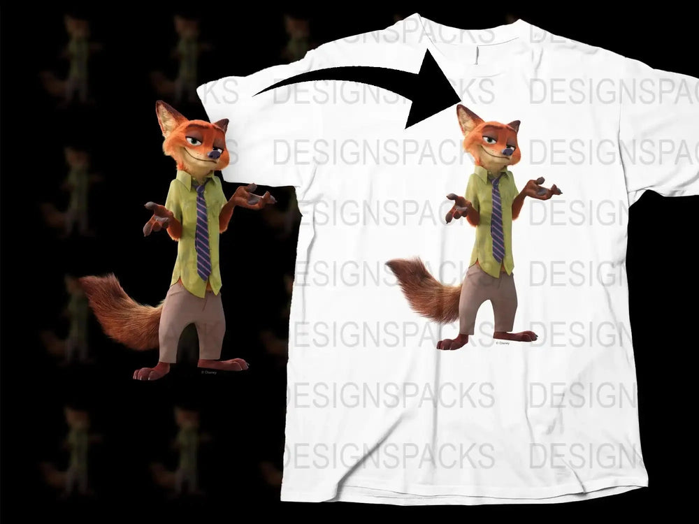 Animated Fox Character Graphic T-Shirt, Cute Animal Design Tee, Fun Cartoon Apparel for All Ages